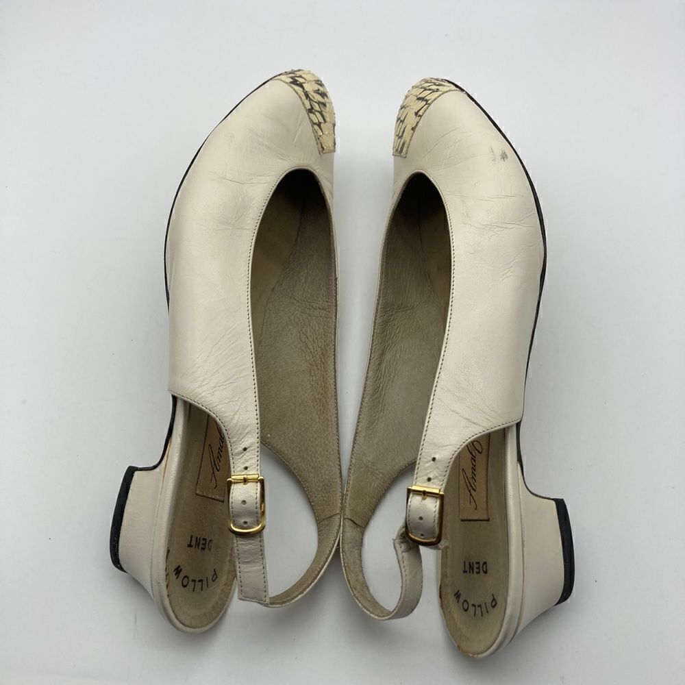 Amalfi Snakeskin Print Beige Leather Sandals Size 9,5B Made in Italy - Picture 7 of 9